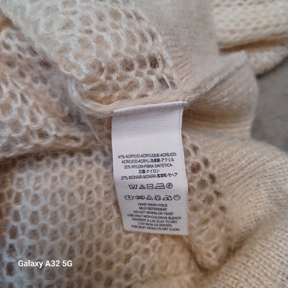 Free People Cream Knit Sweater Size M - Picture 10 of 11
